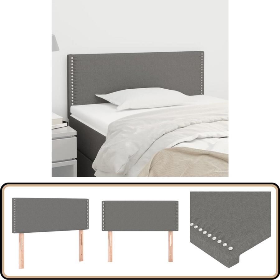 VidaXL Hoofdbord 90x5x78 88 cm Stof Donkergrijs Hoofd Bord Hoofdkussen Klassiek Hoofdbord Beddecoratie Stoffen Hoofdbord Grijs Hoofdbord