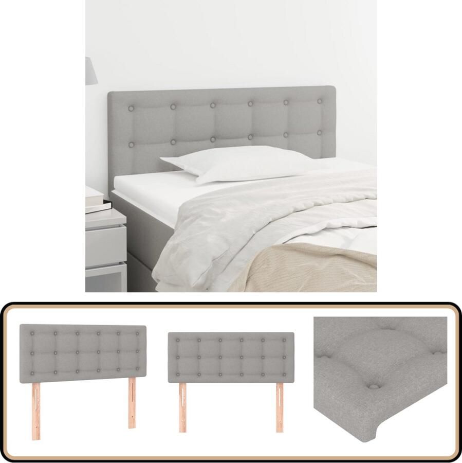 VidaXL Hoofdbord 90x5x78 88 cm Stof Lichtgrijs Hoofd Bord Hoofdkussen Beddecoratie Slaapkamers Klassiek Interieur Grijs Meubilair Stoffen Hoofdborden
