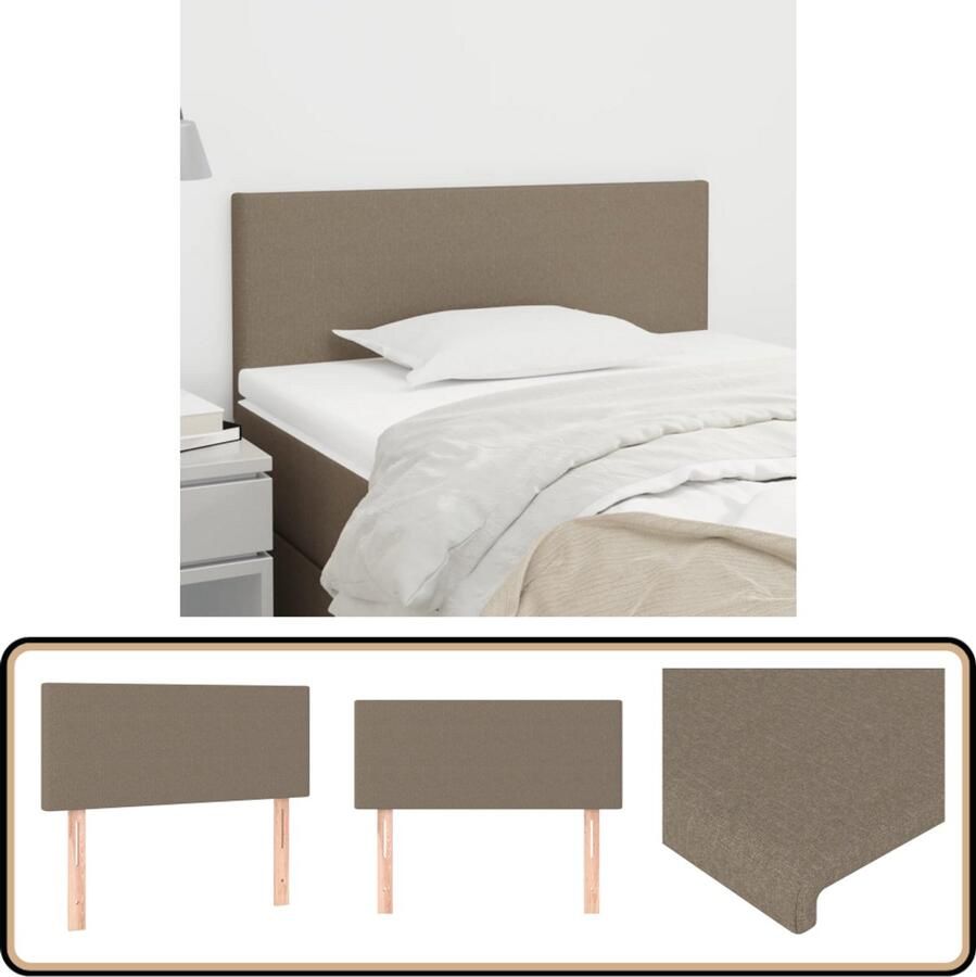 VidaXL Hoofdbord 90x5x78 88 cm Stof Taupe Hoofd Bord Hoofdkussen Beddecoratie Slaapkamers Bedroom Decor Taupes Kleur Stoffen Hoofdbord