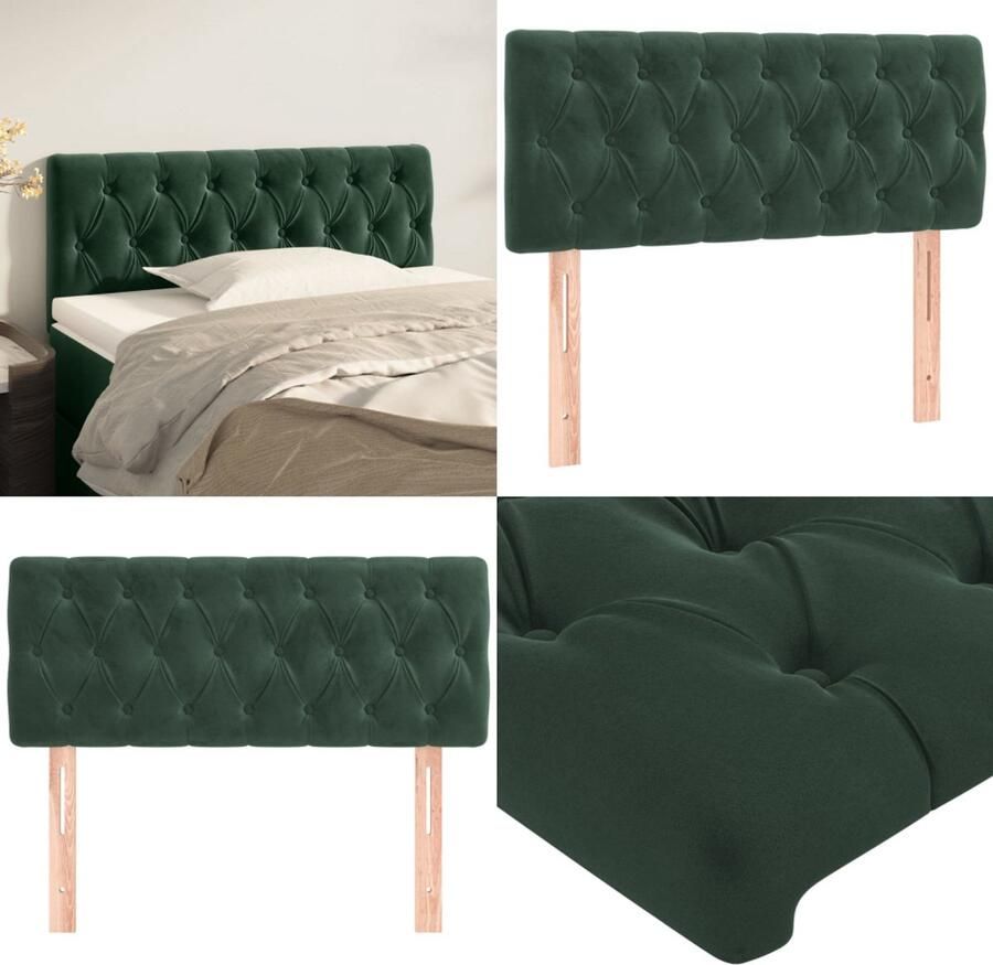 VidaXL Hoofdbord 90x7x78 88 cm fluweel donkergroen Hoofdbord Hoofdborden Hoofdeinde Houten Hoofdbord