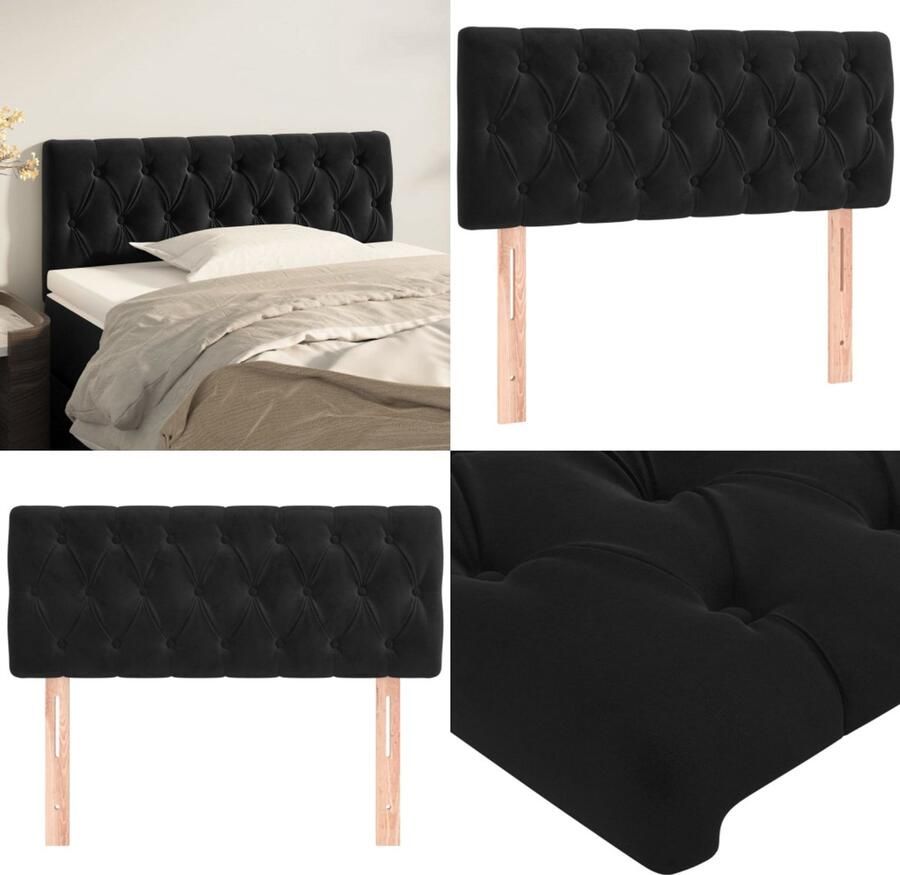 VidaXL Hoofdbord 90x7x78 88 cm fluweel zwart Hoofdbord Hoofdborden Hoofdeinde Houten Hoofdbord