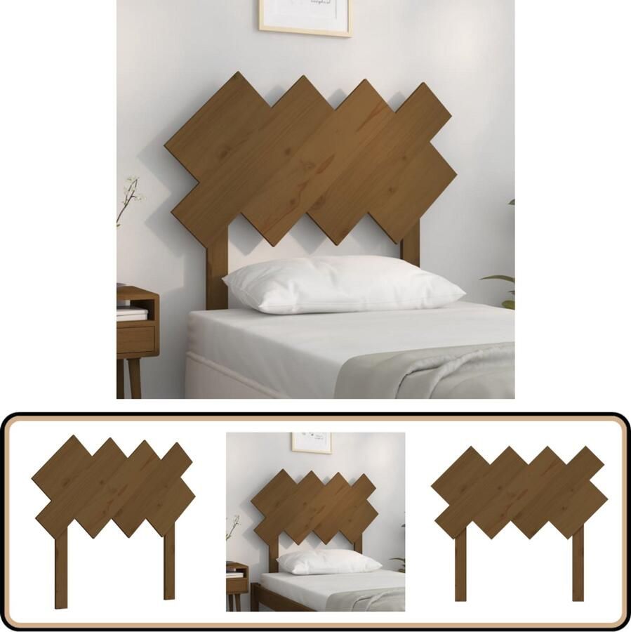 VidaXL Hoofdbord 92x3x81 cm Massief Grenenhout Hoofdboard Beddecoratie Houten Hoofdbord Rustic Headboard Bruine Hoofdbord Met Steun Hoofdbord Voor Tweepersoonsbed Granenhoute Meubels Vintage Stijl Landelijke Woonstijl