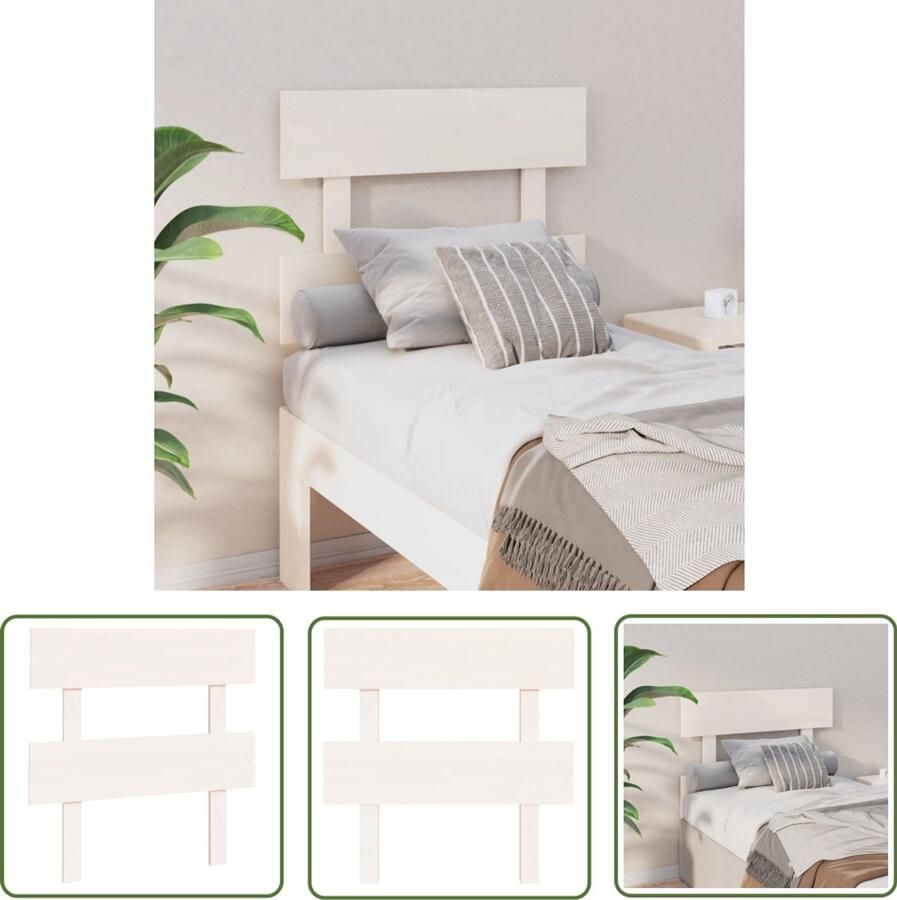 VidaXL Hoofdbord 93 5x3x81 cm Grenenhout Wit Houten Hoofdbord Hoofdeinde Hoofd Bord Bedroom Decor Slaapkamerstijl Modern Hoofdbord Minimalistisch Hoofdbord Wit Hoofdbord