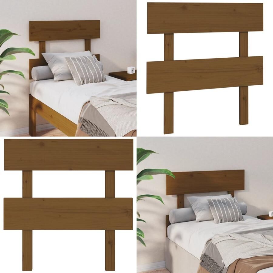 VidaXL Hoofdbord 93 5x3x81 cm massief grenenhout honingbruin Hoofdbord Hoofdborden Hoofdeinde Houten Hoofdbord