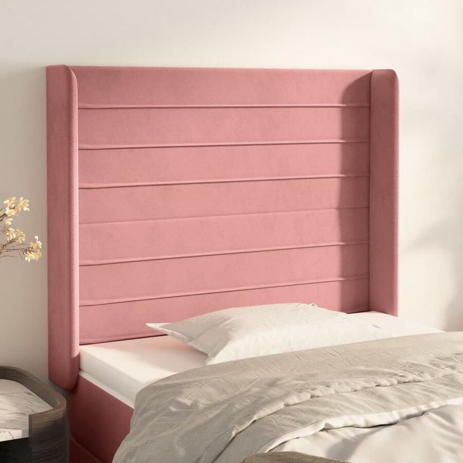 VidaXL Hoofdbord Fluweel Roze 103x16x118 128 cm Hoofd Bord Bed Hoofdbord Fluweel Hoofdbord Roze Hoofdbord Verhogen Hoofdbord Bestellen - Foto 2