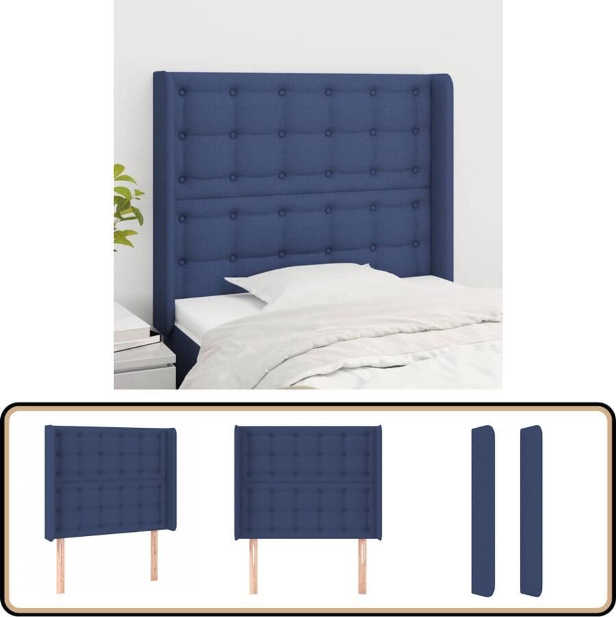 VidaXL Hoofdbord 93x16x118 128 cm Stof Blauw Hoofdboard Hoofdkussen Beddecoratie Slaapkamers Blauwe Kamer Stoffen Hoofdbord Comfortabel Hoofdbord