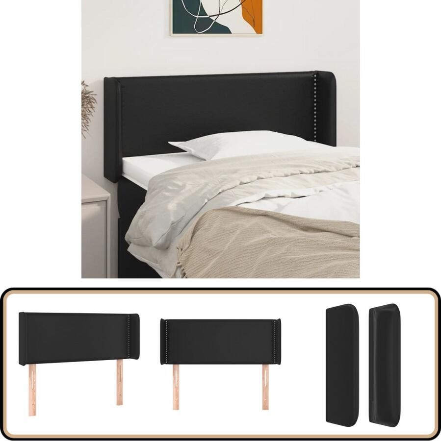 VidaXL Hoofdbord 93x16x78 88 cm Zwart Kunstleer Hoofd Bord Hoofdkussen Beddecoratie Slaap Accessoires Zware Stof Lederlook Modern Minimalistisch