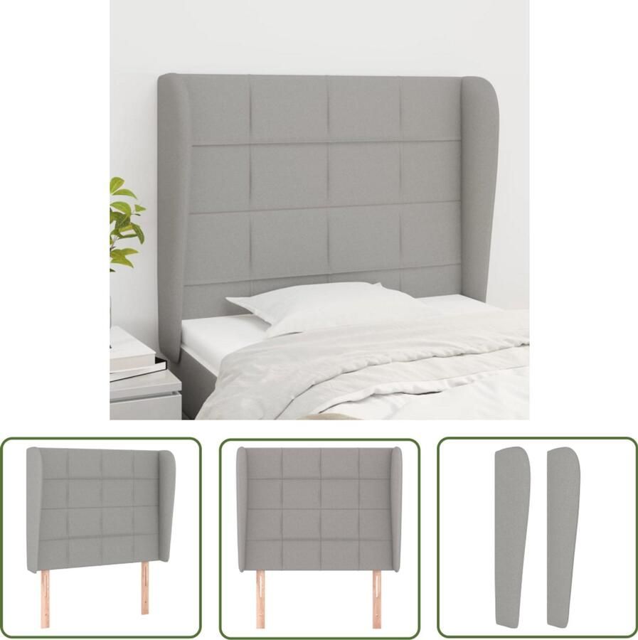 VidaXL Hoofdbord 93x23x118 128 cm Lichtgrijs Hoofd Bord Hoofdeinde Bed Accessoires Slaap Kamer Meubels Stoffen Hoofdbord Grijs Hoofdbord