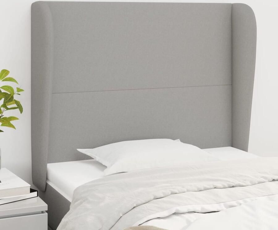 VidaXL Hoofdbord met Randen 103x23x118 128 cm Lichtgrijs Hoofd Bord Hoofdeinde Bed Accessoires Slaap Kamer Meubels Stoffen Hoofdbord Grijs Hoofdbord Klassiek Hoofdbord - Foto 2