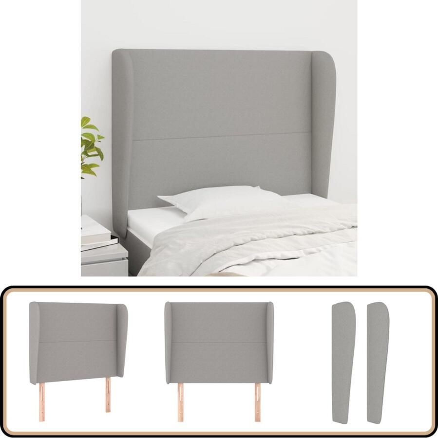 VidaXL Hoofdbord 93x23x118 128 cm Lichtgrijs Stof Hoofd Bord Hoofdkussen Beddecoratie Slaapkamers Stoffen Hoofdborden Grijs Hoofdbord Comfortabel Hoofdbord
