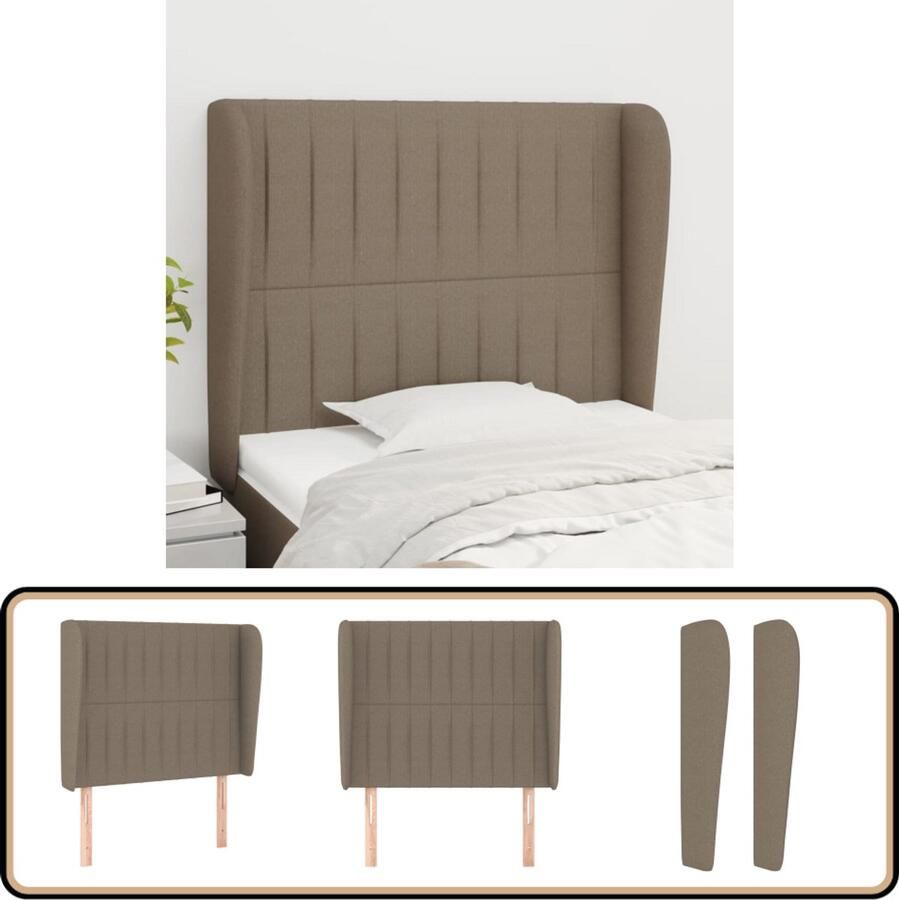 VidaXL Hoofdbord 93x23x118 128 cm Taupe Stof Klassieke Hoofdbord Bedhoofd Stof Hoofdbord Taupes Kleur Adjustable Headboard Leeshoek