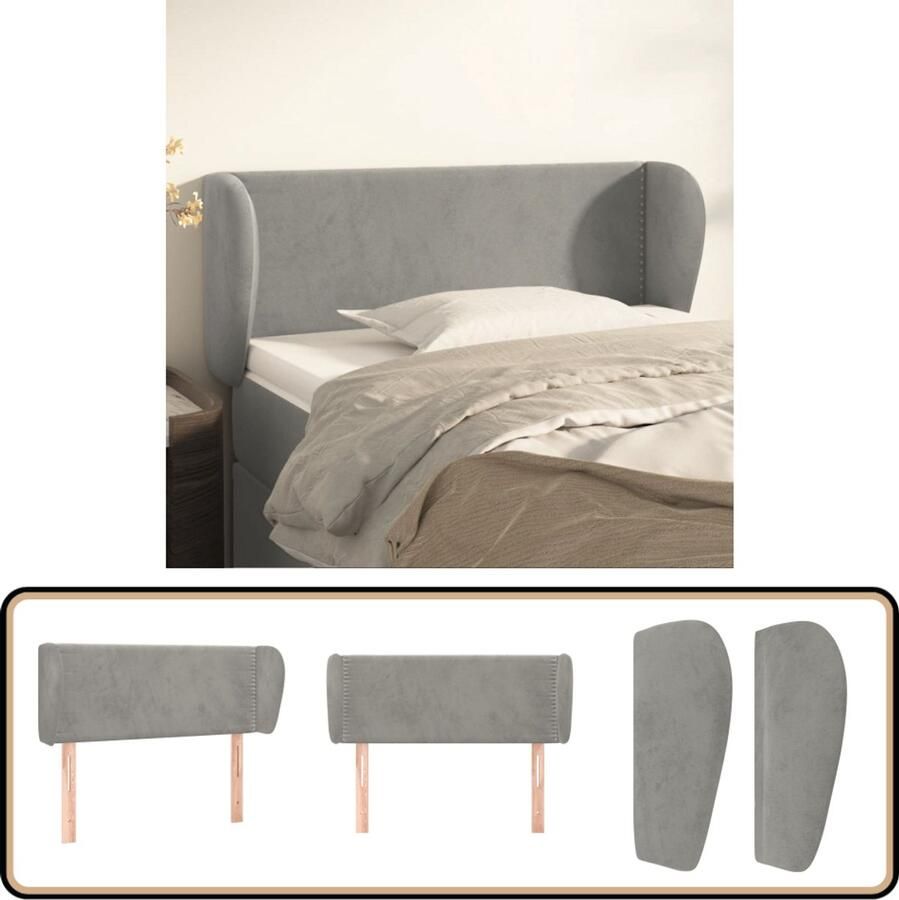 VidaXL Hoofdbord 93x23x78 88 cm Lichtgrijs Fluweel Hoofd Bord Hoofdeinde Velvet Grijs Bedbanket Slaap Accessoires Kamer Decoratie