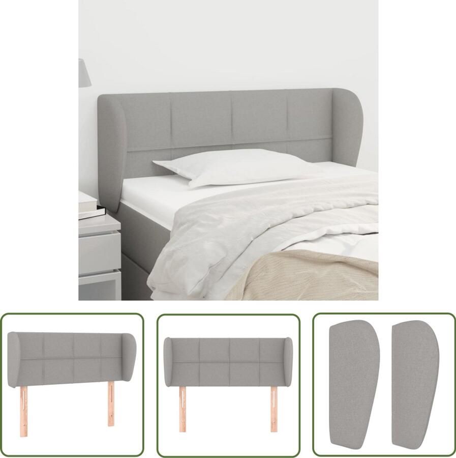 VidaXL Hoofdbord 93x23x78 88 cm Lichtgrijs Stof Hoofd Bord Hoofdeinde Beddecoratie Slaapkamers Slaap Accessoires Grijs Stoffen Hoofdbord