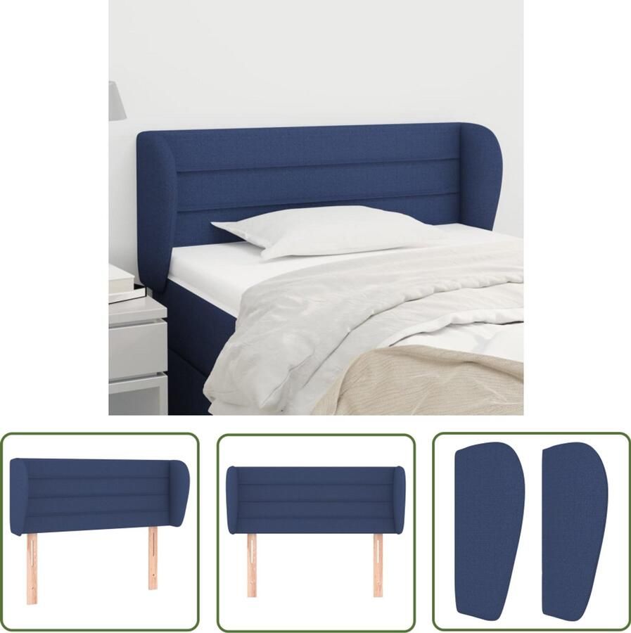 VidaXL Hoofdbord 93x23x78 88 cm Stof Blauw Hoofd Bord Hoofdkussen Beddecoratie Slaapkamers Blauwe Kamer