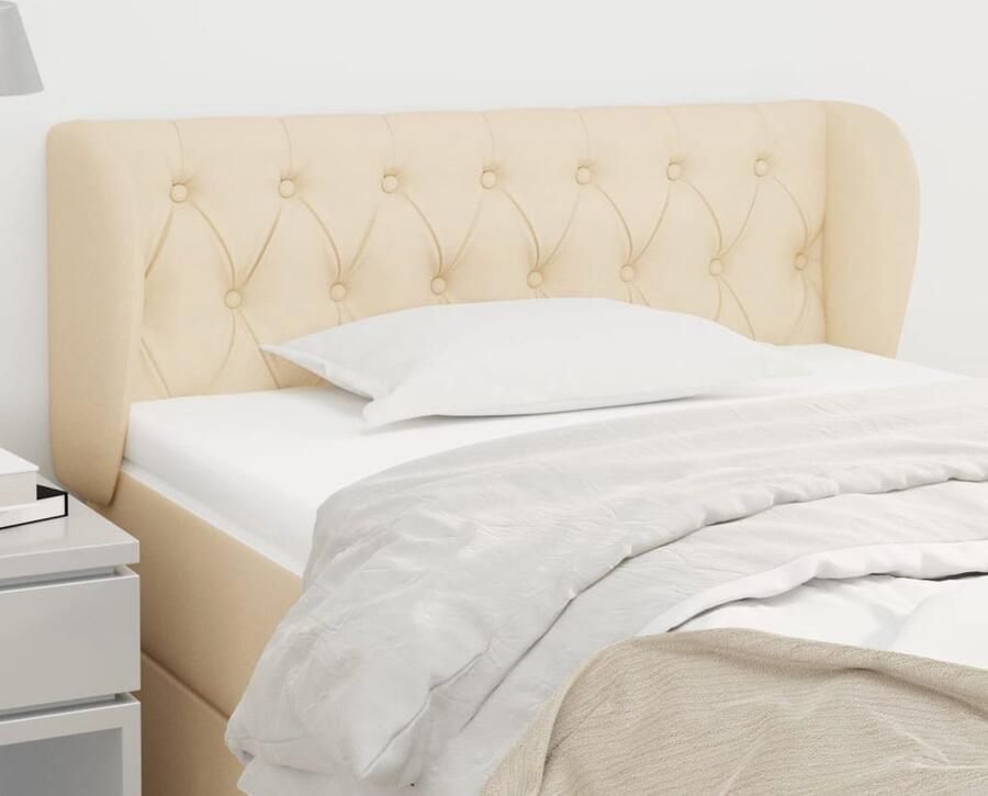 VidaXL Hoofdbord 93x23x78 88 cm Stof crème Hoofd Bord Beddecoratie Hoofdeinde Stoffen Hoofdbord Creme Kleur Comfortabel - Foto 3