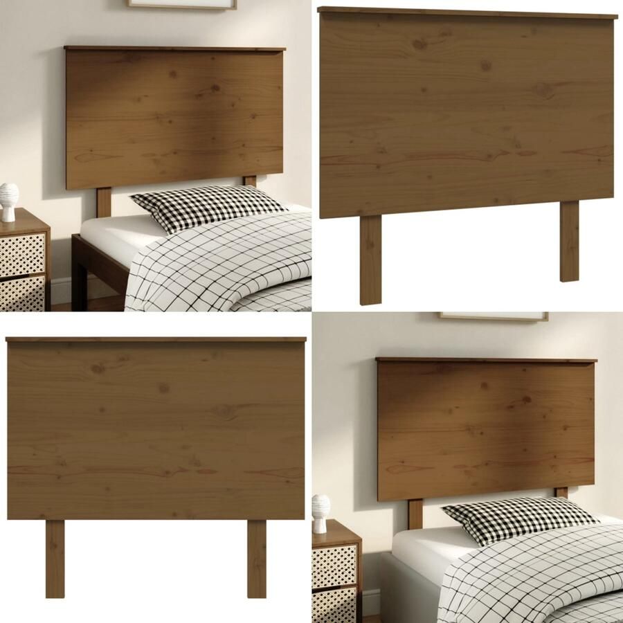 VidaXL Hoofdbord 94x6x82 5 cm massief grenenhout honingbruin Hoofdbord Hoofdborden Hoofdeinde Houten Hoofdbord