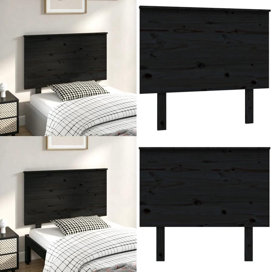 VidaXL Hoofdbord 94x6x82 5 cm massief grenenhout zwart Hoofdbord Hoofdborden Hoofdeinde Houten Hoofdbord
