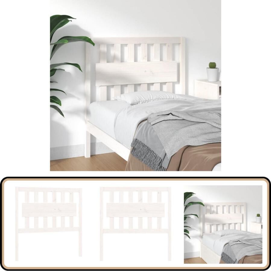 VidaXL Hoofdbord 95 5x4x100 cm Grenenhout Wit Hoofdboard Houten Hoofdbord Grenenhout Hoofdbord Rustic Headboard Wit Hoofdbord