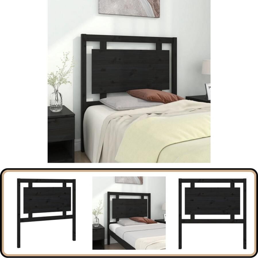 VidaXL Hoofdbord 95 5x4x100 cm Grenenhout Zwart Hoofdboard Hoofdeinde Houten Hoofdbord Grenenhout Zwart
