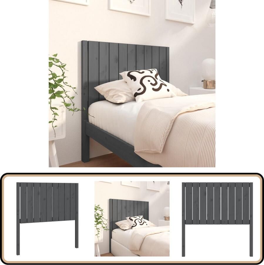 VidaXL Hoofdbord 95 5x4x100 cm Massief Grenenhout Grijs Hoofdboard Beddecoratie Houten Hoofdbord Rustic Interieur Landelijke Stijl Grijze Hoofdbord