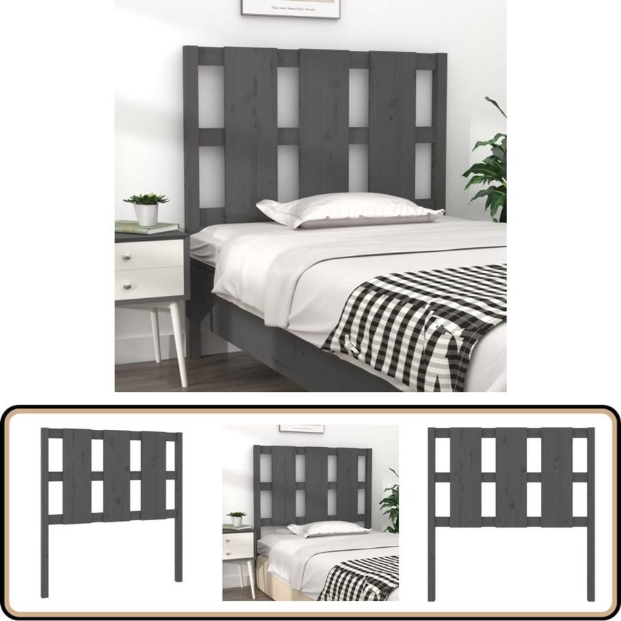 VidaXL Hoofdbord 95 5x4x100 cm Massief Grenenhout Grijs Houten Hoofdbord Kopen Rustic Interieur Griezelig Hoofdeinde Bedroom Decor Massief Hout