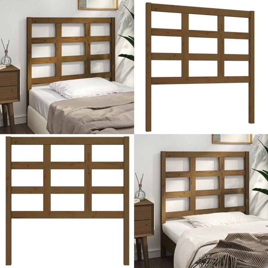 VidaXL Hoofdbord 95-5x4x100 cm massief grenenhout honingbruin Hoofdbord Hoofdborden Hoofdeinde Houten Hoofdbord - Foto 2