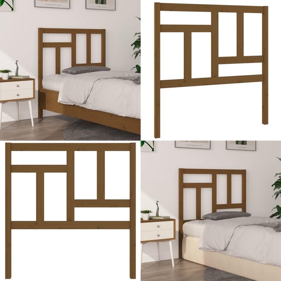 VidaXL Hoofdbord 95-5x4x100 cm massief grenenhout honingbruin Hoofdbord Hoofdborden Hoofdeinde Houten Hoofdbord - Foto 3