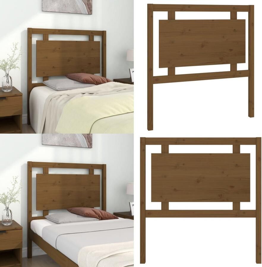 VidaXL Hoofdbord 95-5x4x100 cm massief grenenhout honingbruin Hoofdbord Hoofdborden Hoofdeinde Houten Hoofdbord - Foto 6