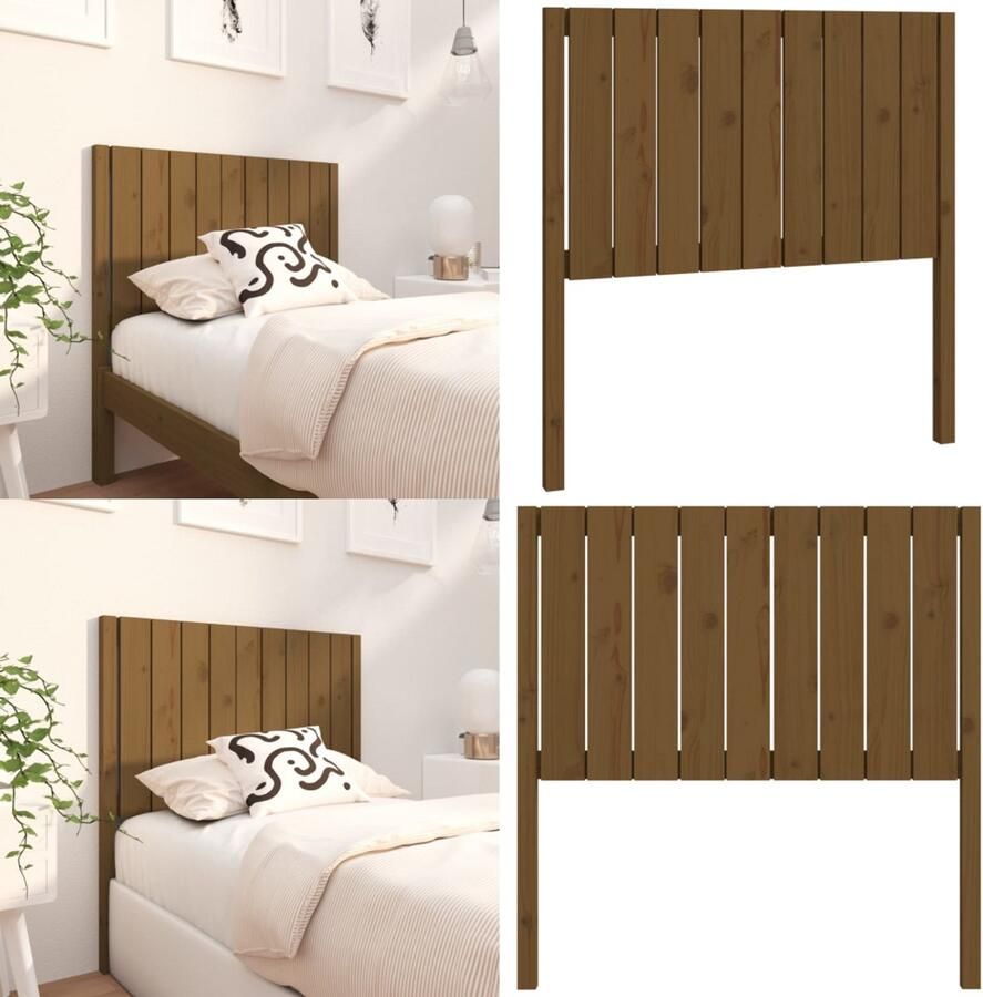 VidaXL Hoofdbord 95-5x4x100 cm massief grenenhout honingbruin Hoofdbord Hoofdborden Hoofdeinde Houten Hoofdbord - Foto 5