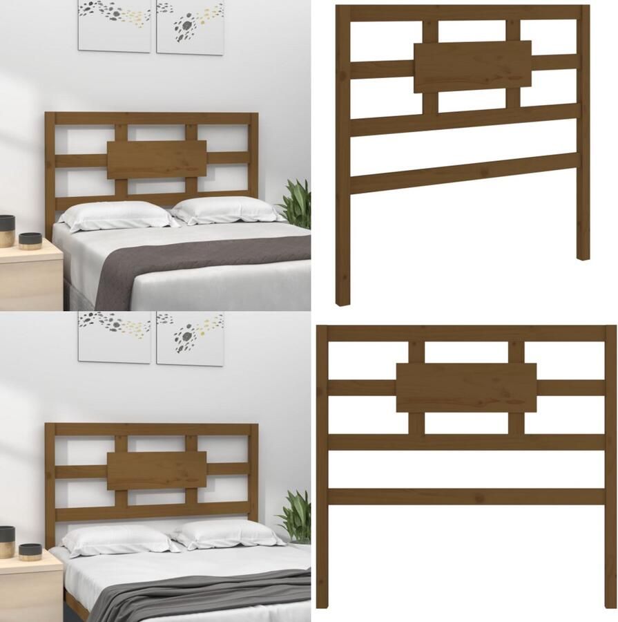 VidaXL Hoofdbord 95-5x4x100 cm massief grenenhout honingbruin Hoofdbord Hoofdborden Hoofdeinde Houten Hoofdbord - Foto 4