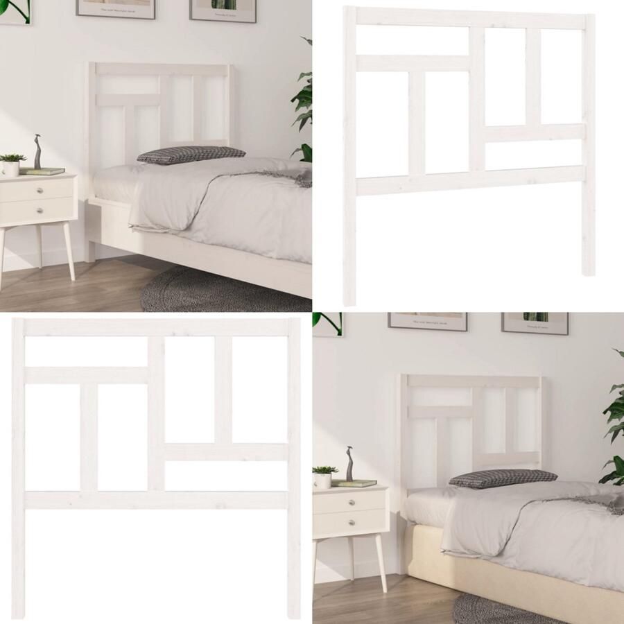VidaXL Hoofdbord 95-5x4x100 cm massief grenenhout wit Hoofdbord Hoofdborden Hoofdeinde Houten Hoofdbord
