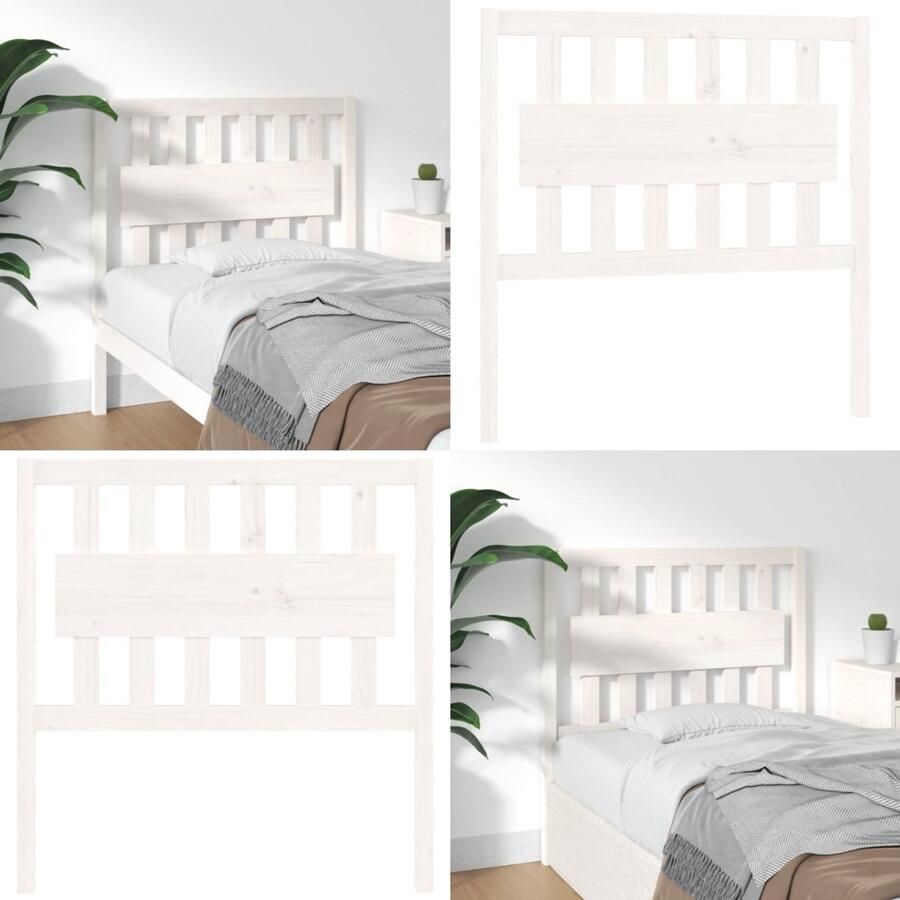 VidaXL Hoofdbord 95-5x4x100 cm massief grenenhout wit Hoofdbord Hoofdborden Hoofdeinde Houten Hoofdbord - Foto 2