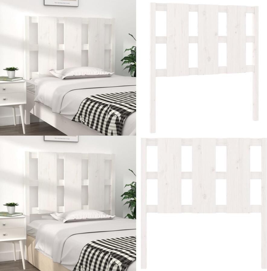 VidaXL Hoofdbord 95-5x4x100 cm massief grenenhout wit Hoofdbord Hoofdborden Hoofdeinde Houten Hoofdbord - Foto 4