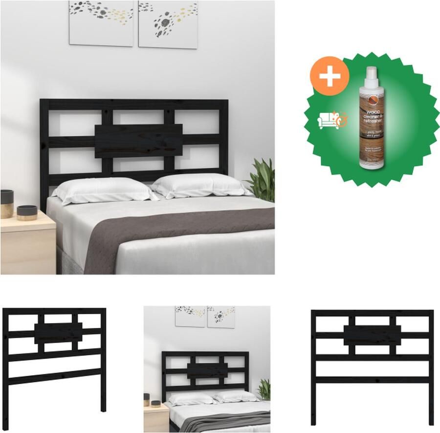 VidaXL Hoofdbord 95-5x4x100 cm massief grenenhout zwart Bedonderdeel Inclusief Houtreiniger en verfrisser - Foto 3