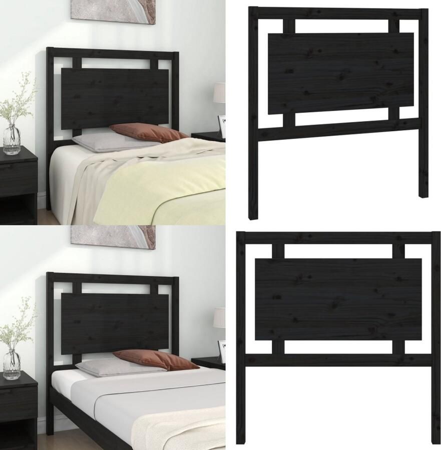 VidaXL Hoofdbord 95 5x4x100 cm massief grenenhout zwart Hoofdbord Hoofdborden Hoofdeinde Houten Hoofdbord - Foto 4