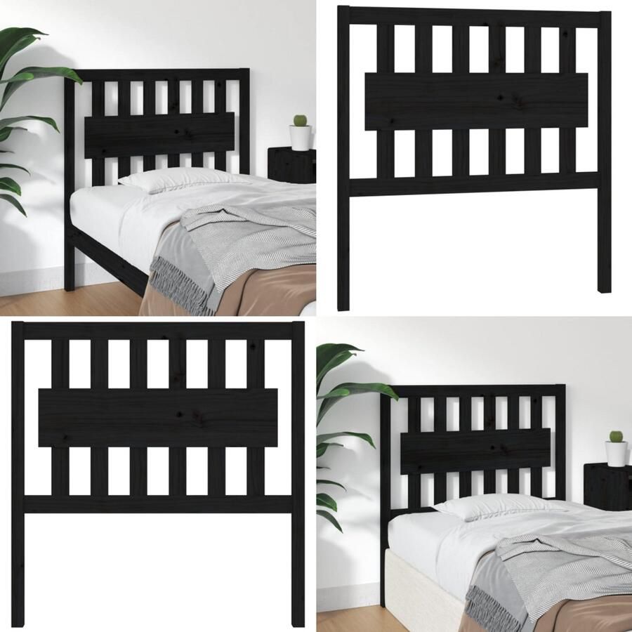 VidaXL Hoofdbord 95 5x4x100 cm massief grenenhout zwart Hoofdbord Hoofdborden Hoofdeinde Houten Hoofdbord