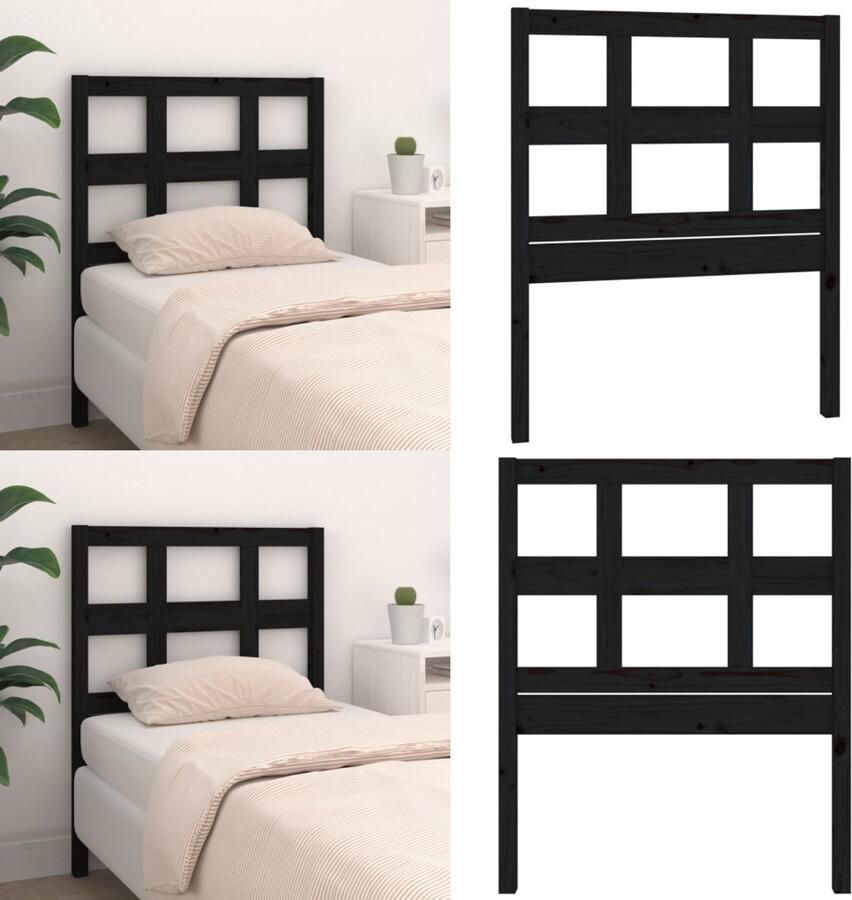 VidaXL Hoofdbord 95 5x4x100 cm massief grenenhout zwart Hoofdbord Hoofdborden Hoofdeinde Houten Hoofdbord - Foto 6