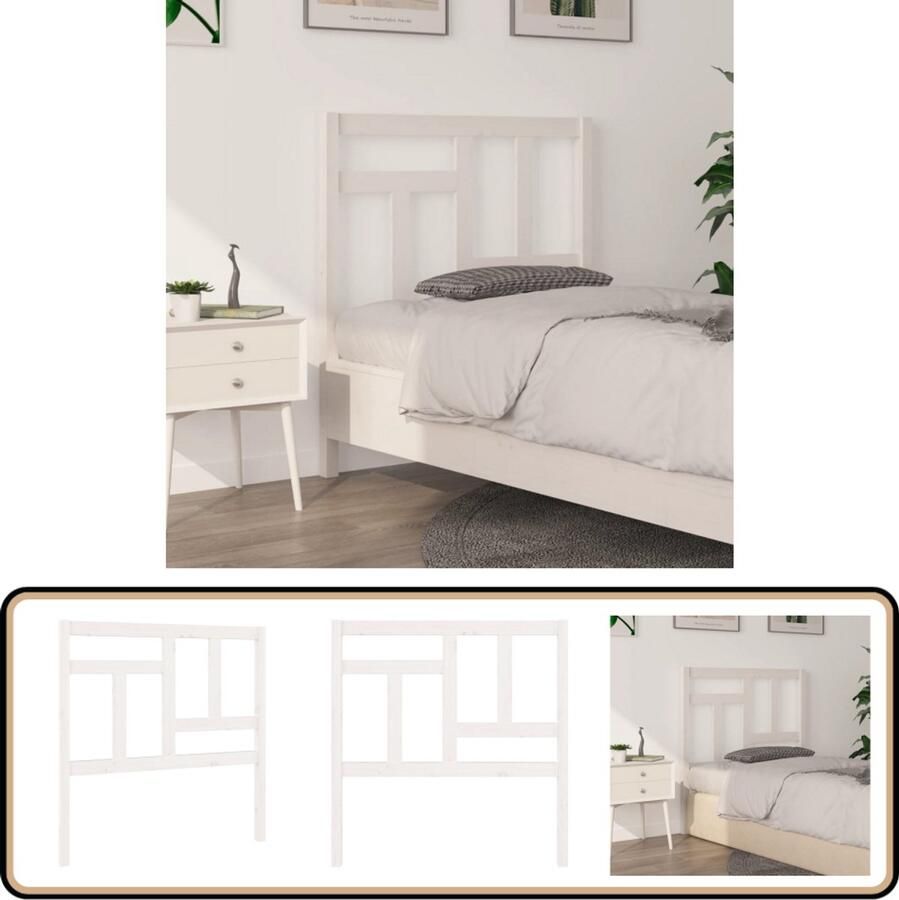 VidaXL Hoofdbord 95 5x4x100 cm Wit Grenenhout Houten Hoofdbord Hoofdborden Hoofddekking Beddecoratie Slaapkamervloerisolator