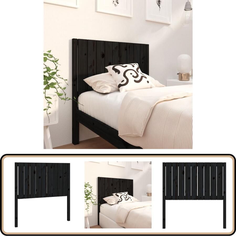 VidaXL Hoofdbord 95 5x4x100 cm Zwart Grenenhout Hoofdboard Hoofdenbord Bedding Slaapkamerdecoratie Hout Grenenhout Zwarte Meubels Modern Interieur Landelijk Stijl