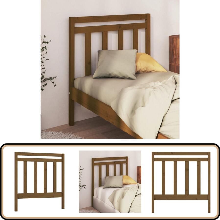 VidaXL Hoofdbord 95x4x100 cm Grenenhout Honingbruin Hoofd Bord Bed Frame Hoofdeinde Houten Hoofdbord Trendig Hoofdeinde Bruine Hoofdbord Grenenhout Massief Hout Comfortabel Hoofdbord