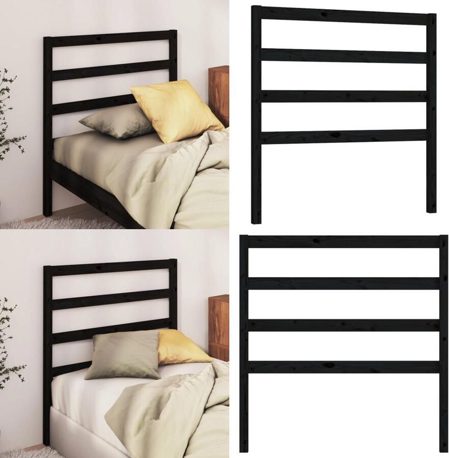 VidaXL Hoofdbord 95x4x100 cm massief grenenhout zwart Hoofdbord Hoofdborden Hoofdeinde Houten Hoofdbord