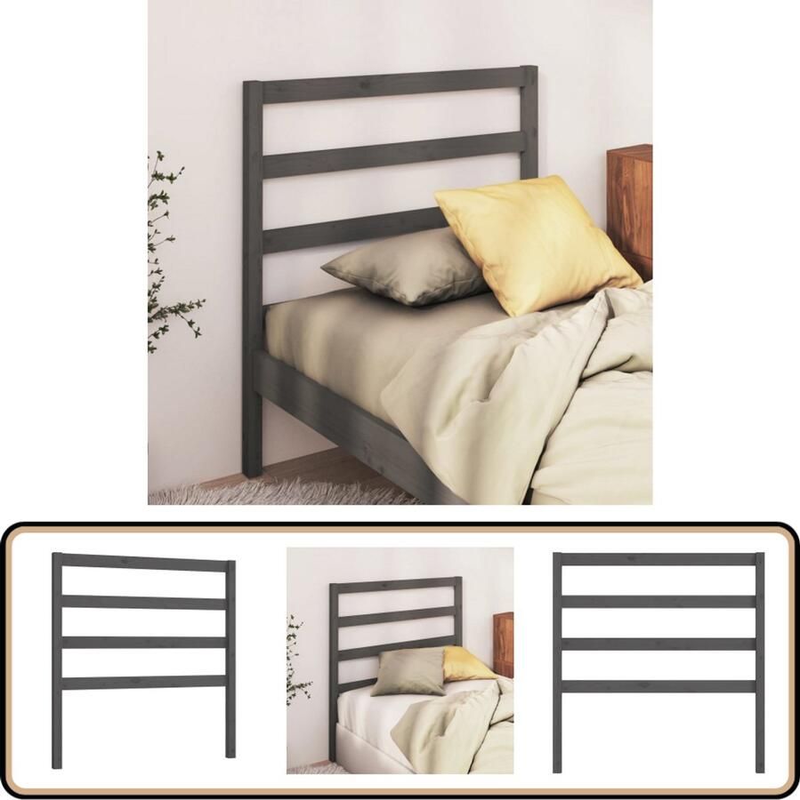 VidaXL Hoofdbord 96x100 cm Massief Grenenhout Grijs Houten Hoofdbord Hoofd Bord Hoofdeinde Grieze Hoofdbord Klassieke Hoofdbord Grenenhout Hoofdbord Bedroom Decor Slaapkamer Meubels Bed Accessoires