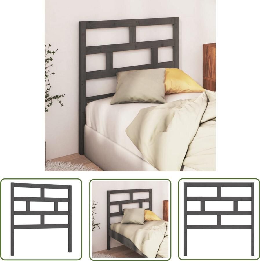 VidaXL Hoofdbord 96x100 cm Massief Grenenhout Grijs Houten Hoofdbord Hoofdeinde Beddecoratie Klassieke Stijl Grijze Hoofdbord Grenenhout Slaapkamervloerisolator