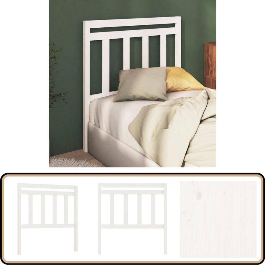 VidaXL Hoofdbord 96x100 cm Massief Grenenhout Wit Hoofd Bord Beddecoratie Hoofdeinde Grenenhout Meubels Witte Meubels
