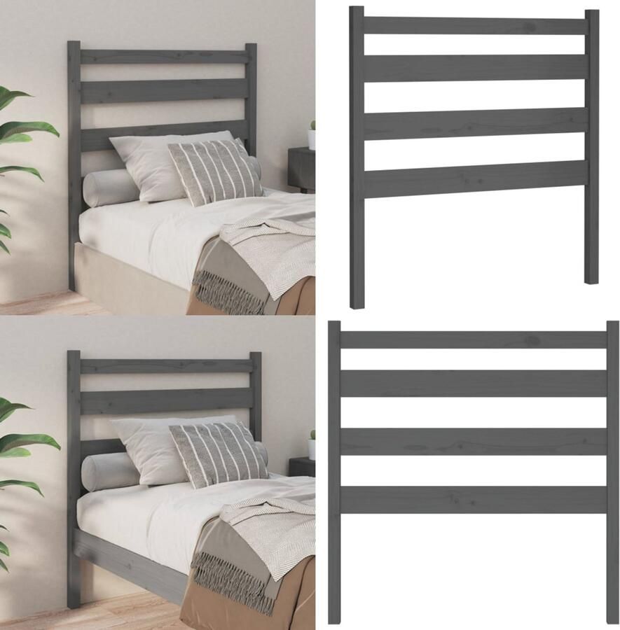 VidaXL Hoofdbord 96x4x100 cm massief grenenhout grijs Hoofdbord Hoofdborden Hoofdeinde Houten Hoofdbord