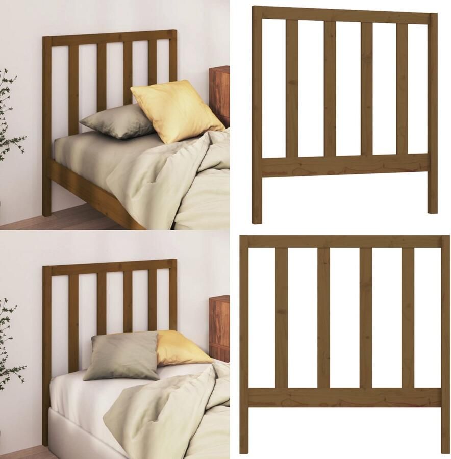 VidaXL Hoofdbord 96x4x100 cm massief grenenhout honingbruin Hoofdbord Hoofdborden Hoofdeinde Houten Hoofdbord - Foto 3