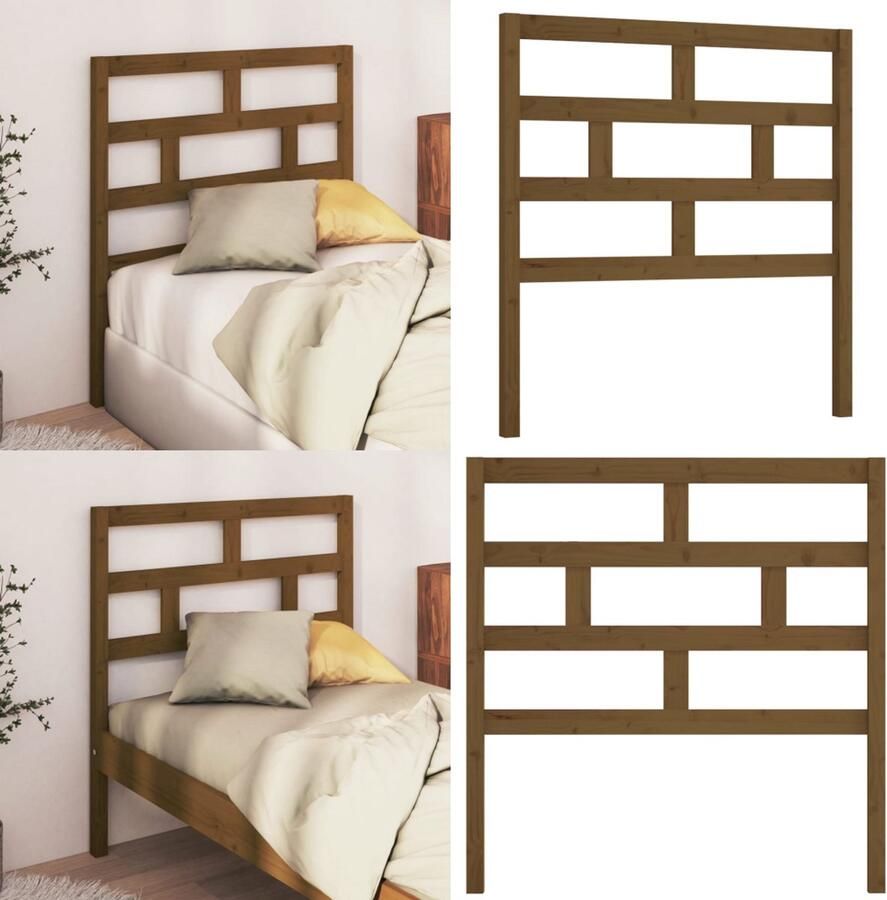 VidaXL Hoofdbord 96x4x100 cm massief grenenhout honingbruin Hoofdbord Hoofdborden Hoofdeinde Houten Hoofdbord