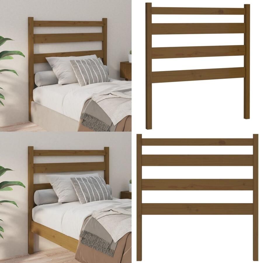 VidaXL Hoofdbord 96x4x100 cm massief grenenhout honingbruin Hoofdbord Hoofdborden Hoofdeinde Houten Hoofdbord - Foto 2