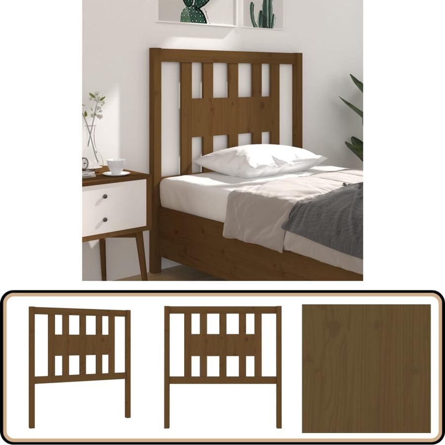 VidaXL Hoofdbord 96x4x100 cm Massief Grenenhout Houten Hoofdbord Hoofdboard Hoofdeinde Rustic Decor Vintage Interieur Slaapkamer Meubels Bruine Meubels Massief Hout