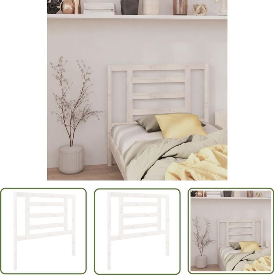 VidaXL Hoofdbord 96x4x100 cm Massief Grenenhout Wit Hoofd Bord Bed Frame Hoofdeinde Houten Hoofdbord Grenenhout Wit - Foto 2